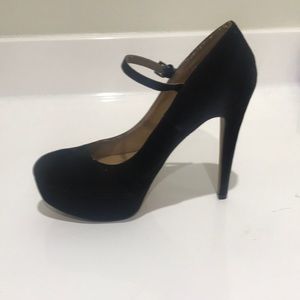 Black suede pumps